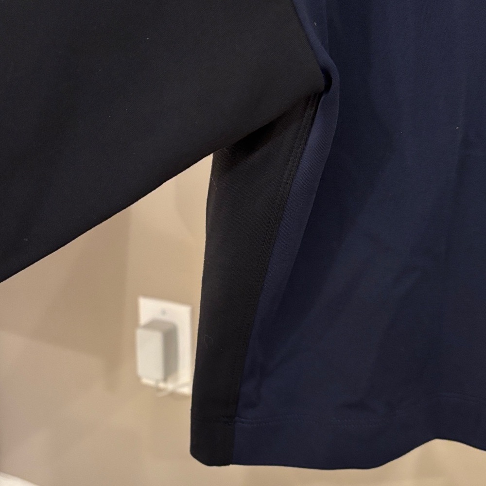 Athleta Navy Mock Neck Sweatshirt | Lightweight Performance Pullover | Medium - Picture 4 of 7